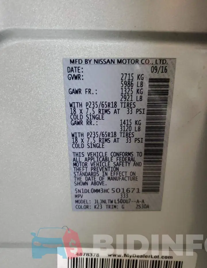 5N1DL0MM3HC501671 Photo# 13