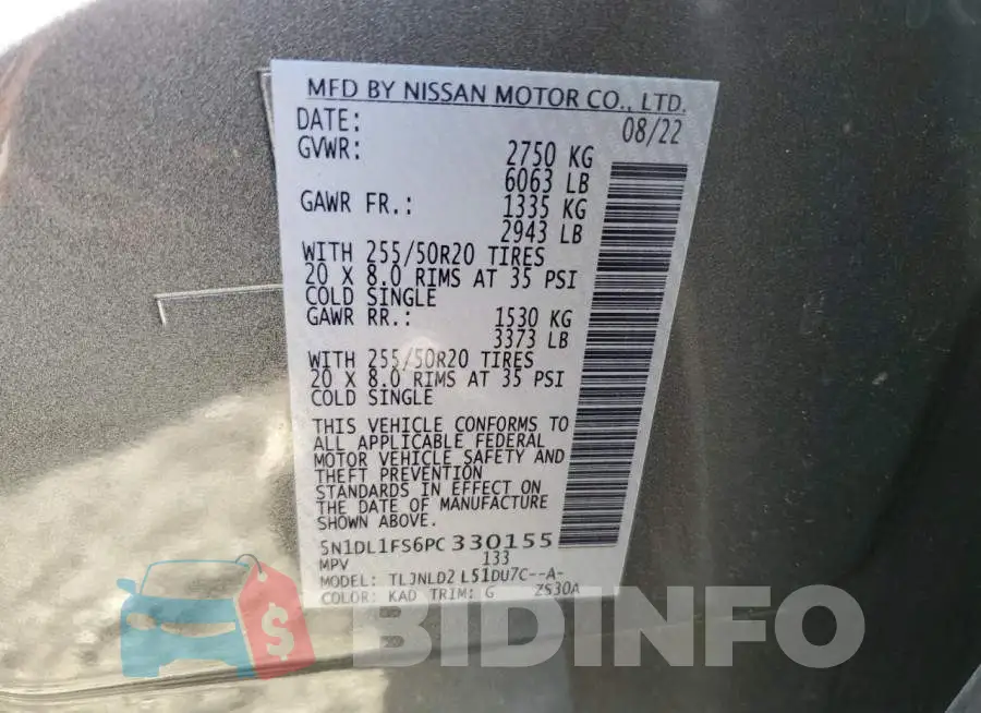 5N1DL1FS6PC330155 Photo# 13