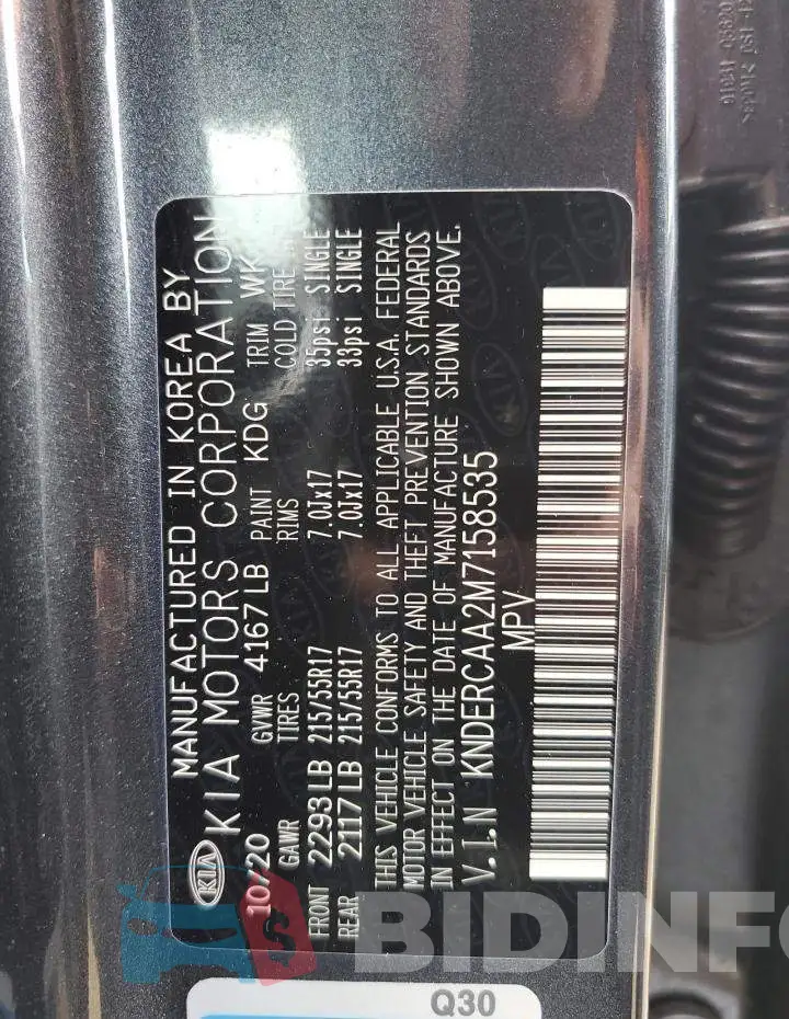 KNDERCAA2M7158535 Photo# 13