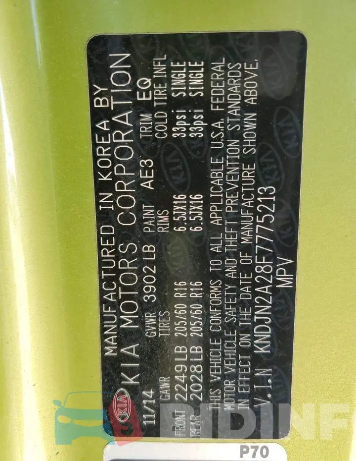 KNDJN2A28F7775213 Photo# 12
