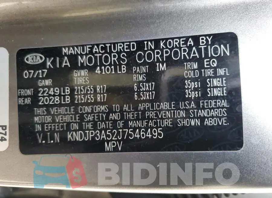 KNDJP3A52J7546495 Photo# 12