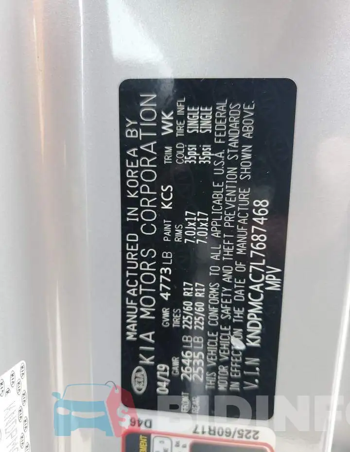 KNDPMCAC7L7687468 Photo# 12