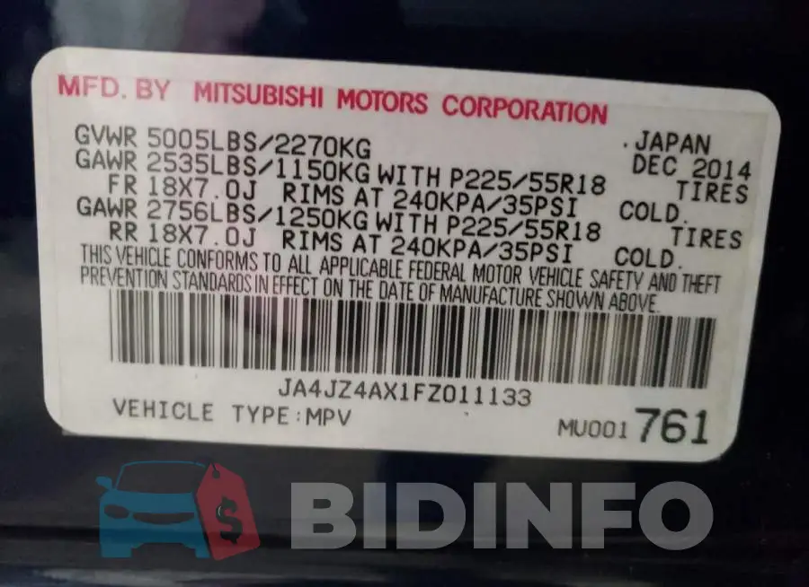 JA4JZ4AX1FZ011133 Photo# 13