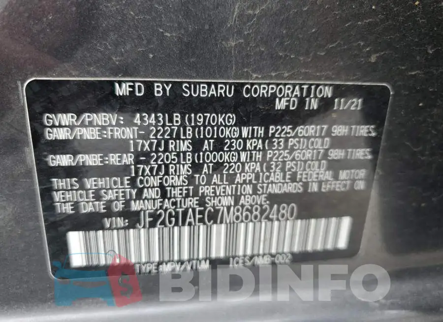 JF2GTAEC7M8682480 Photo# 13