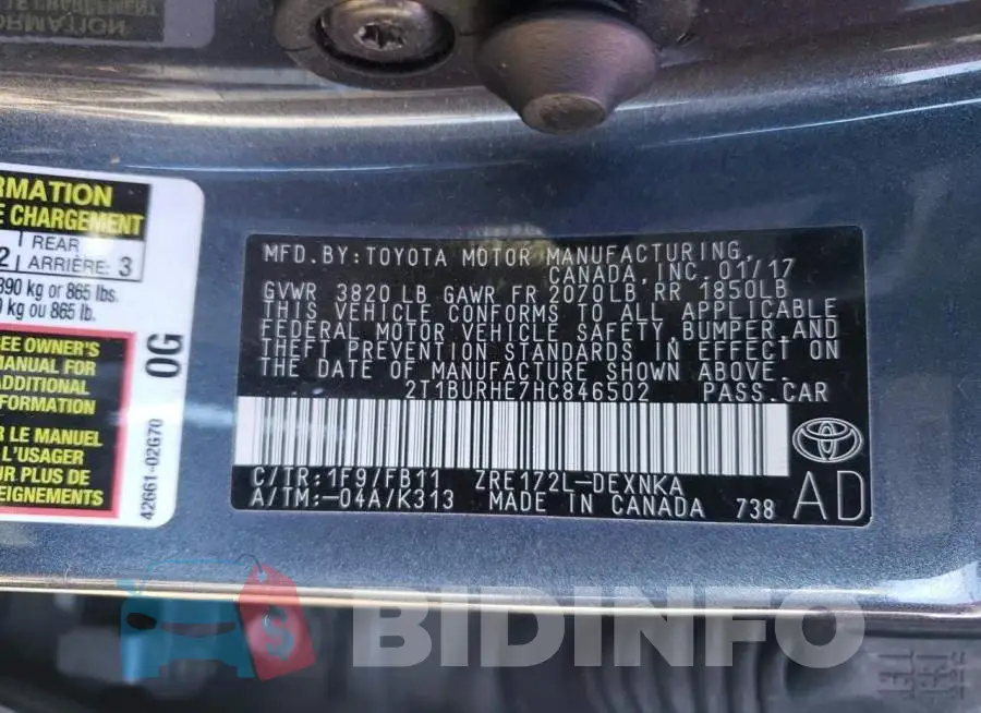 2T1BURHE7HC846502 Photo# 12