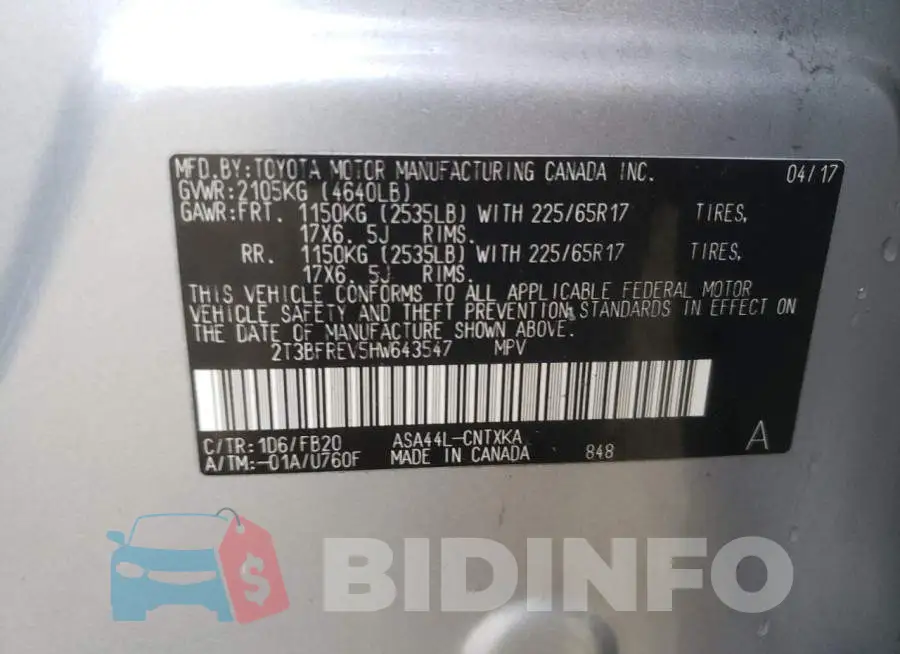 2T3BFREV5HW643547 Photo# 13