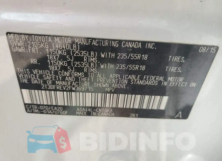 2T3DFREV2FW369715 Photo# 13