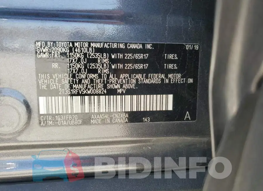 2T3G1RFV5KW008824 Photo# 14