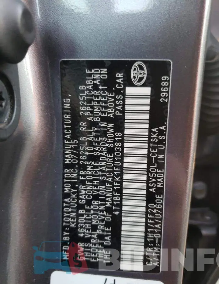 4T1BF1FK1FU103818 Photo# 12