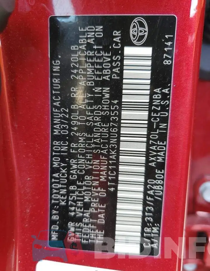 4T1C11AK3NU673554 Photo# 13