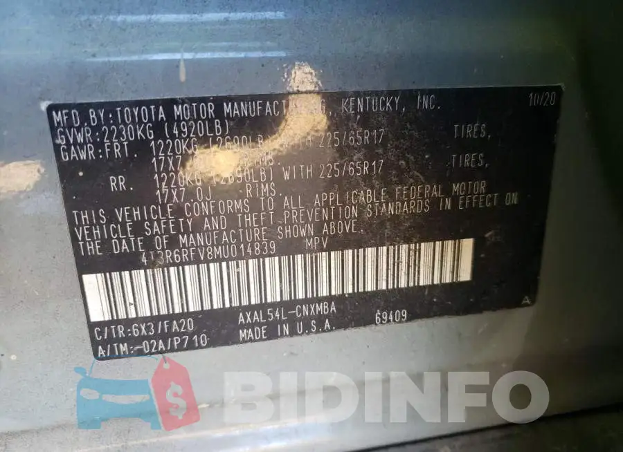 4T3R6RFV8MU014839 Photo# 12