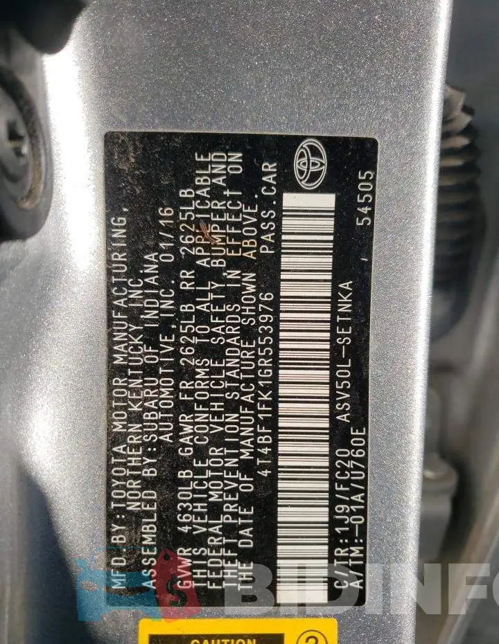 4T4BF1FK1GR553976 Photo# 12