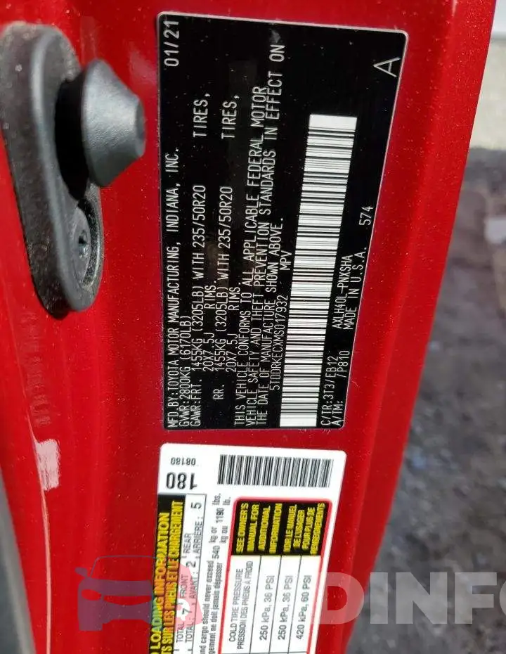 5TDDRKECXMS017932 Photo# 14