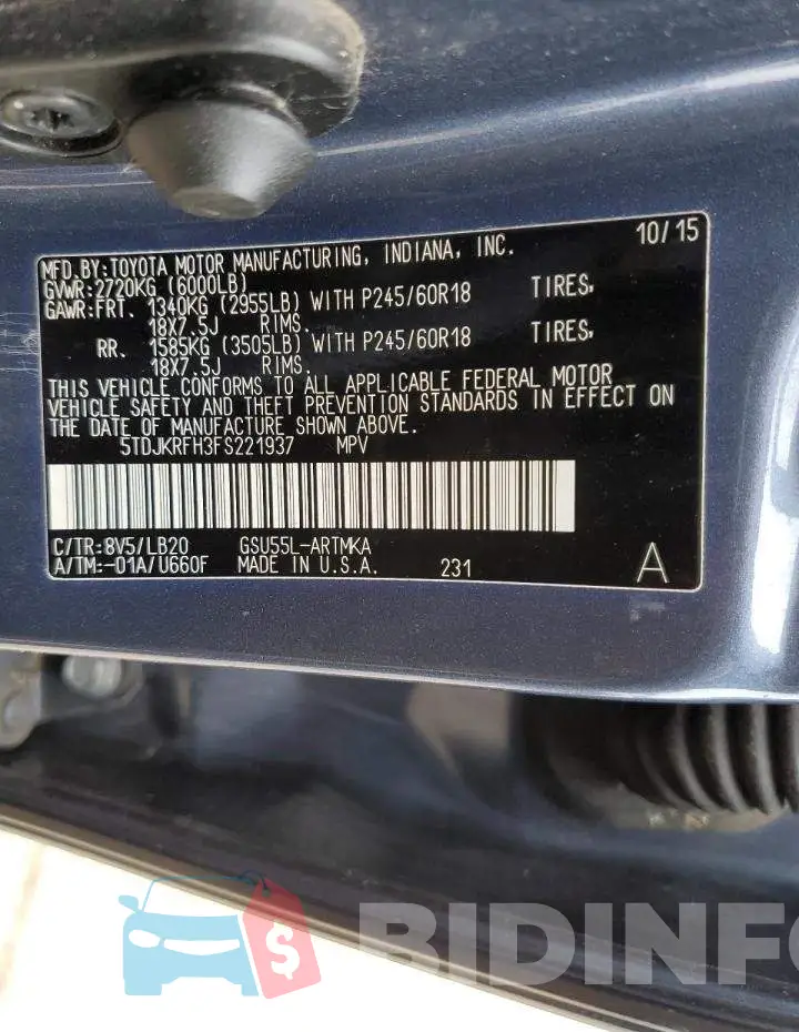 5TDJKRFH3FS221937 Photo# 13