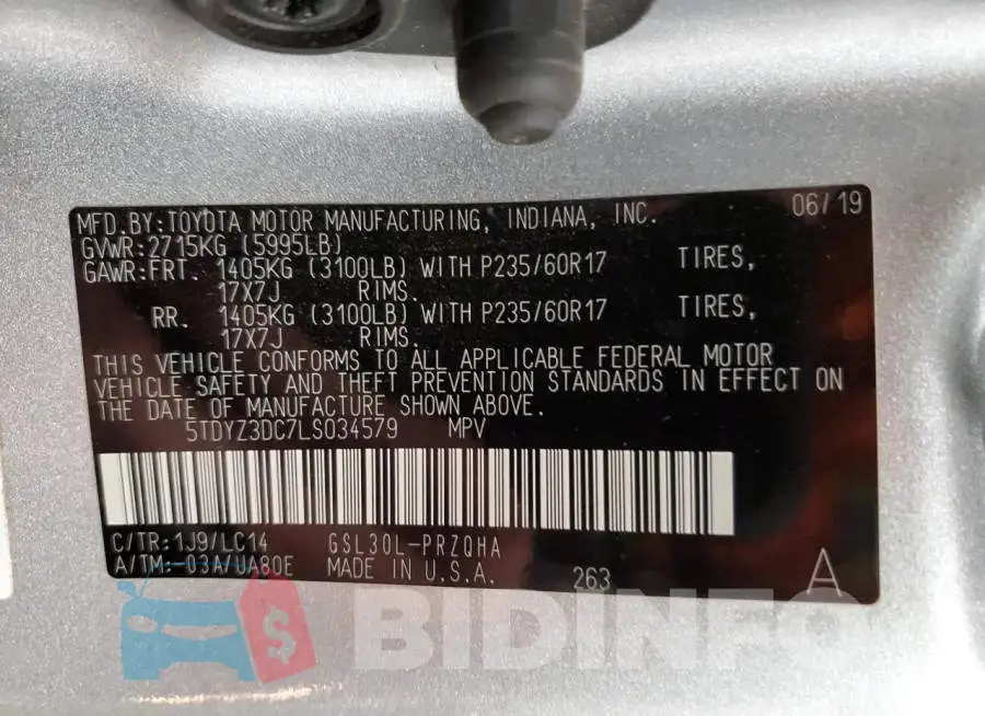 5TDYZ3DC7LS034579 Photo# 14
