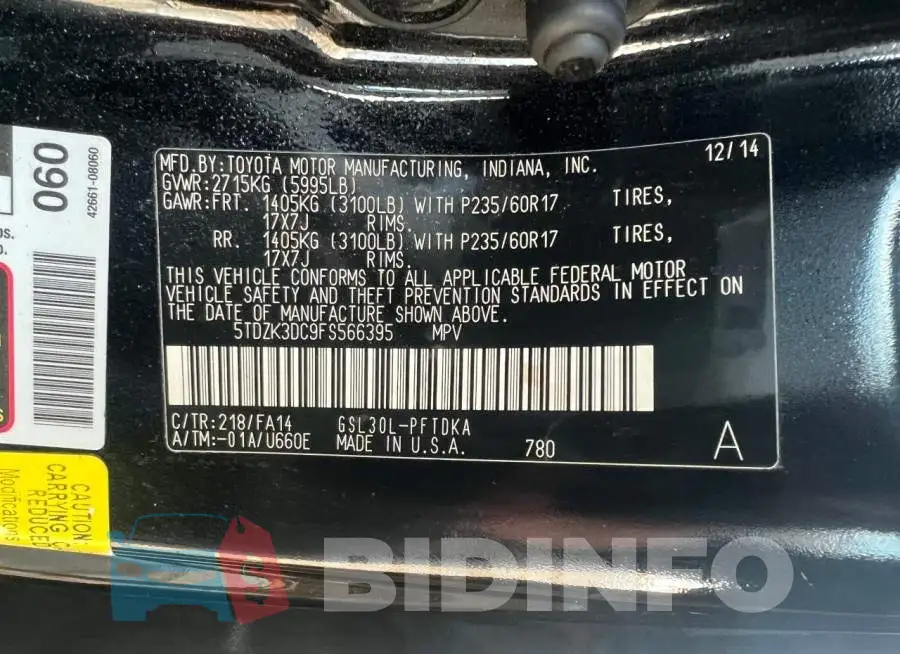 5TDZK3DC9FS566395 Photo# 10