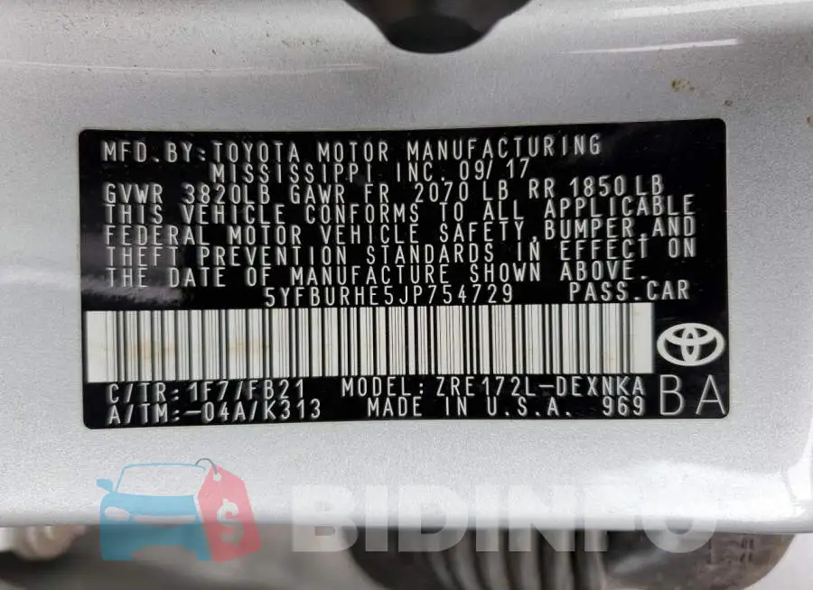 5YFBURHE5JP754729 Photo# 12