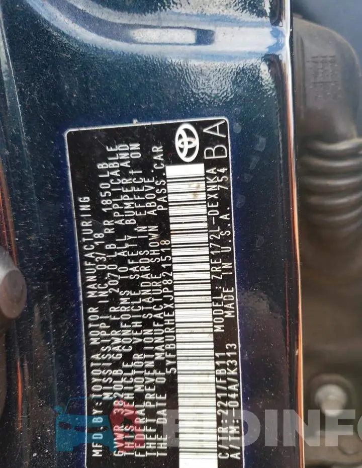5YFBURHEXJP821518 Photo# 13