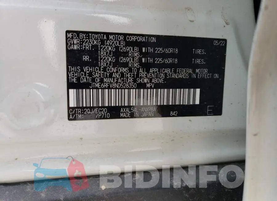 JTME6RFV8ND528350 Photo# 12
