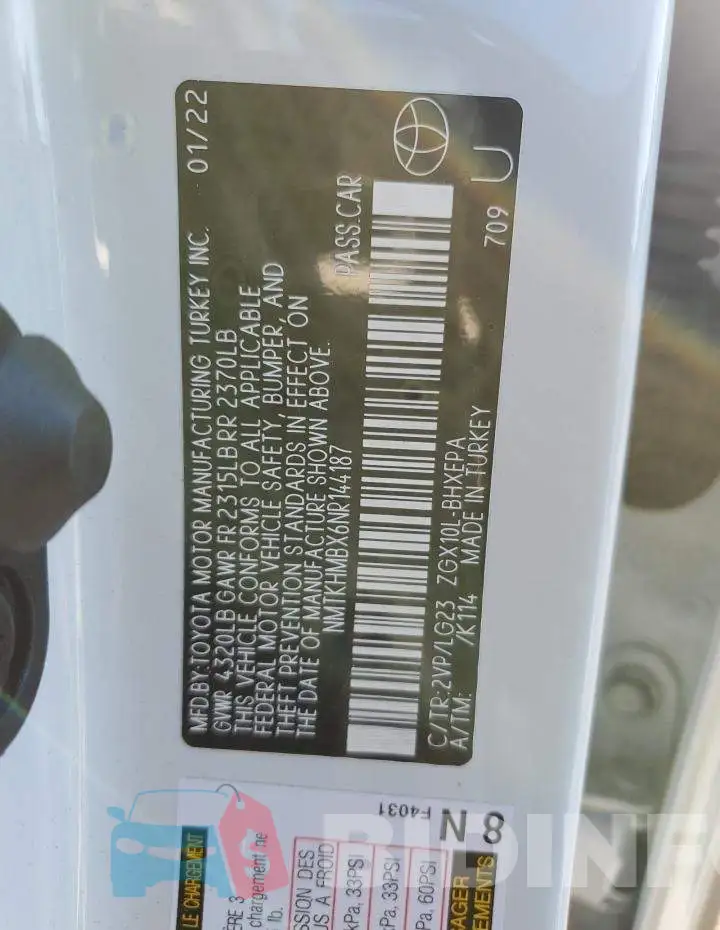 NMTKHMBX6NR144187 Photo# 12