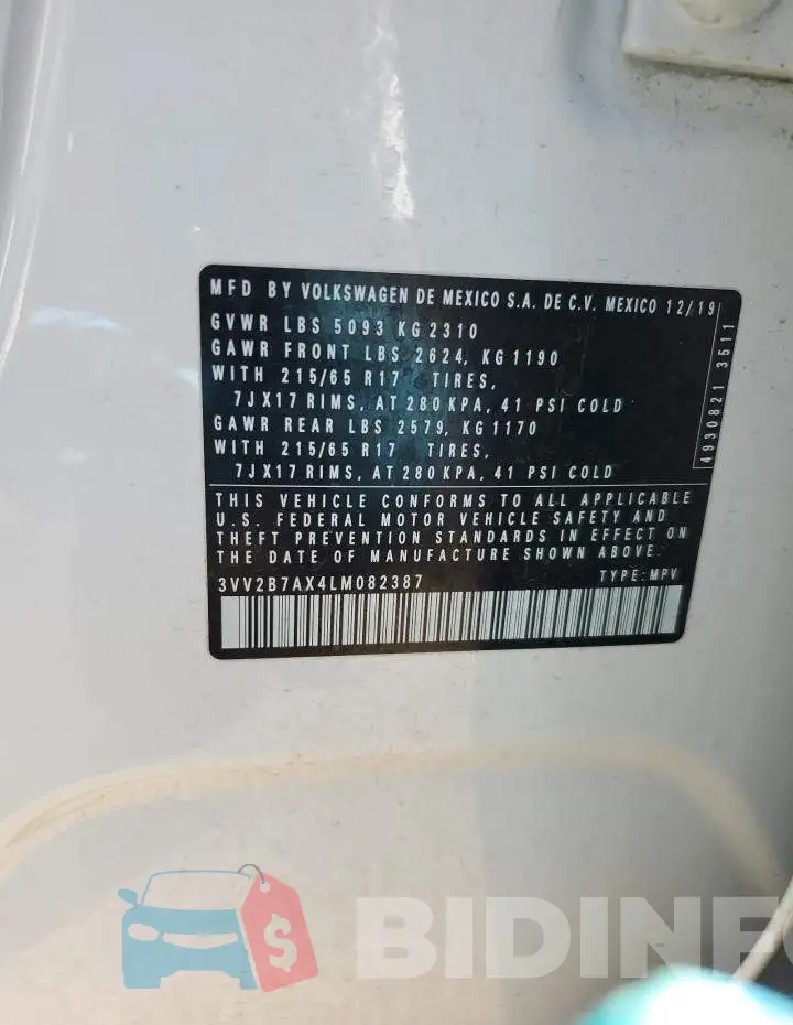 3VV2B7AX4LM082387 Photo# 13