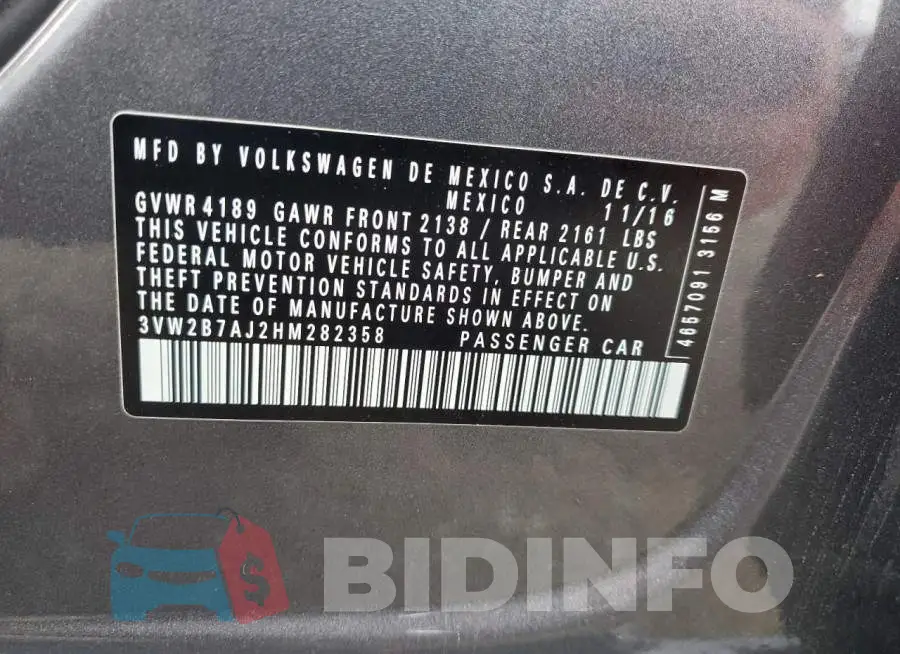 3VW2B7AJ2HM282358 Photo# 12