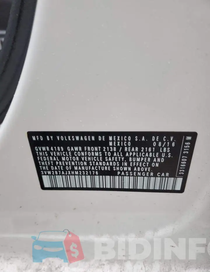3VW2B7AJXHM232176 Photo# 12