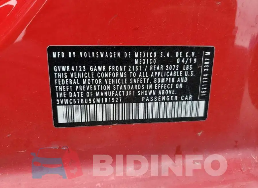 3VWC57BU9KM181927 Photo# 12