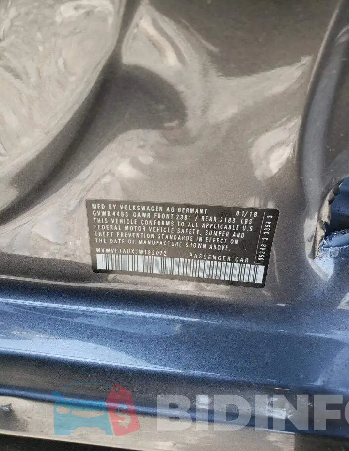 WVWVF7AUXJW192072 Photo# 12