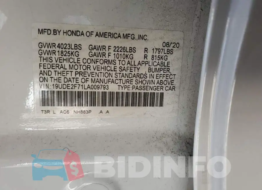 19UDE2F71LA009793 Photo# 13