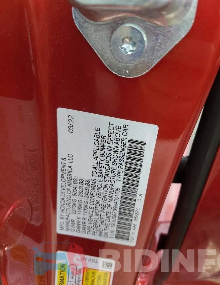 19UUB6F36NA001706 Photo# 13