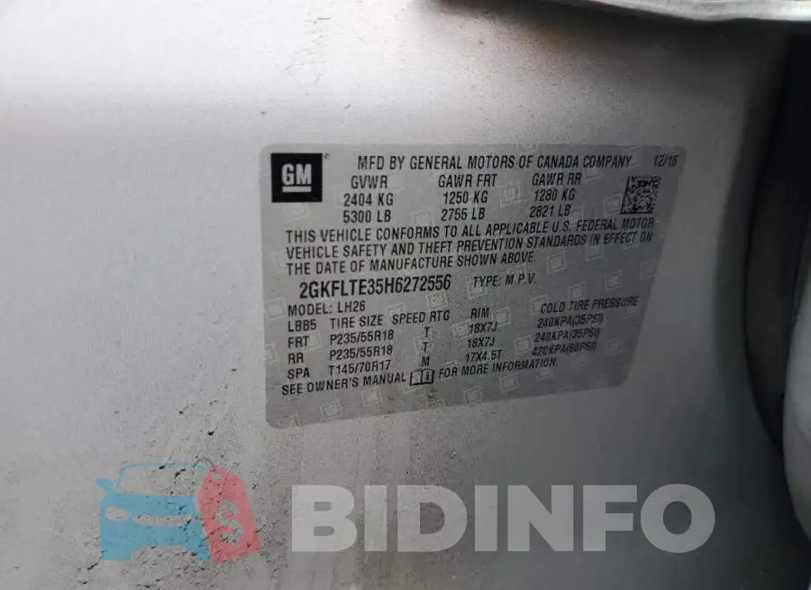 2GKFLTE35H6272556 Photo# 12