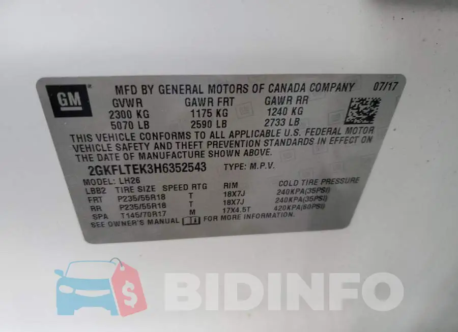 2GKFLTEK3H6352543 Photo# 12