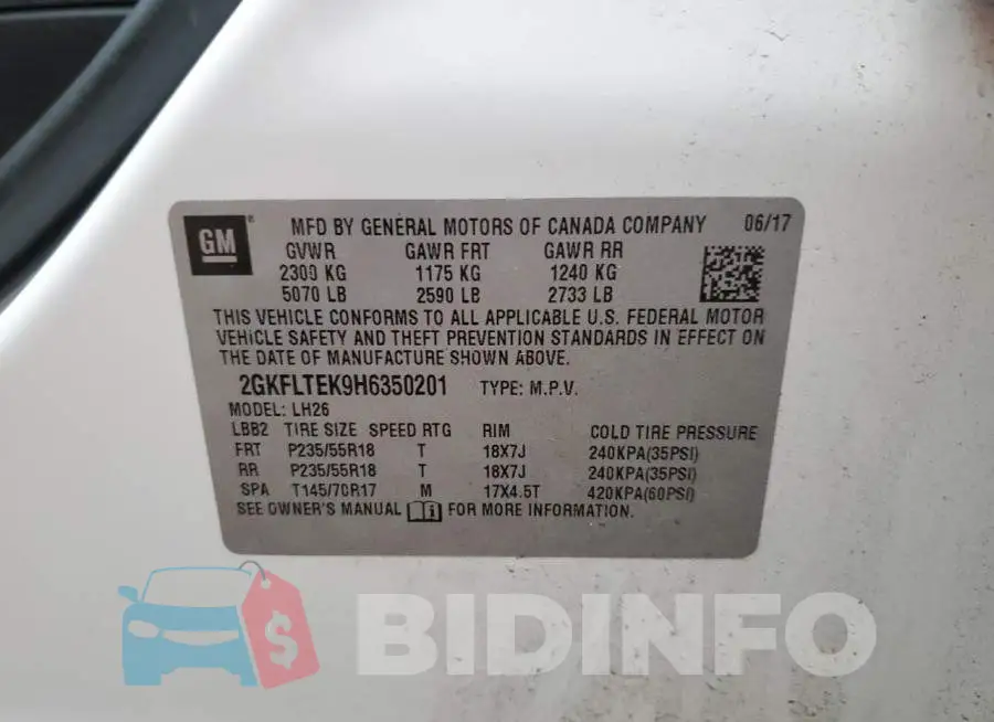 2GKFLTEK9H6350201 Photo# 13