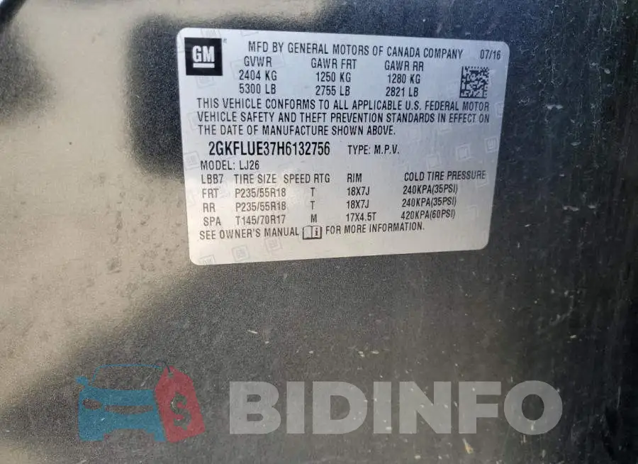 2GKFLUE37H6132756 Photo# 12