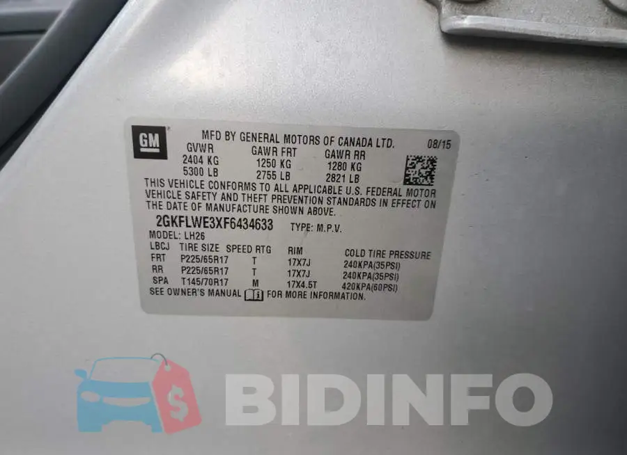 2GKFLWE3XF6434633 Photo# 12