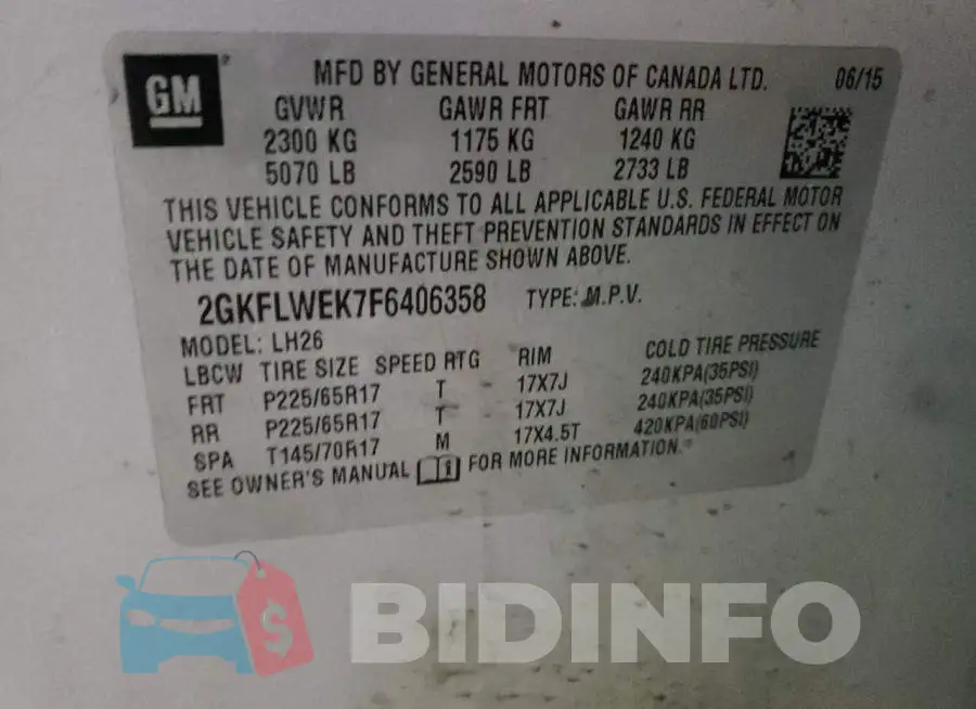 2GKFLWEK7F6406358 Photo# 13