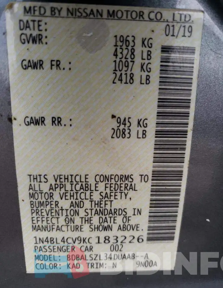 1N4BL4CV9KC183226 Photo# 12