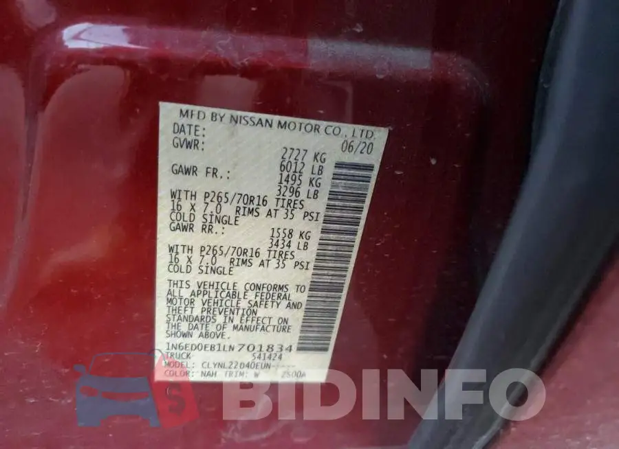 1N6ED0EB1LN701834 Photo# 12