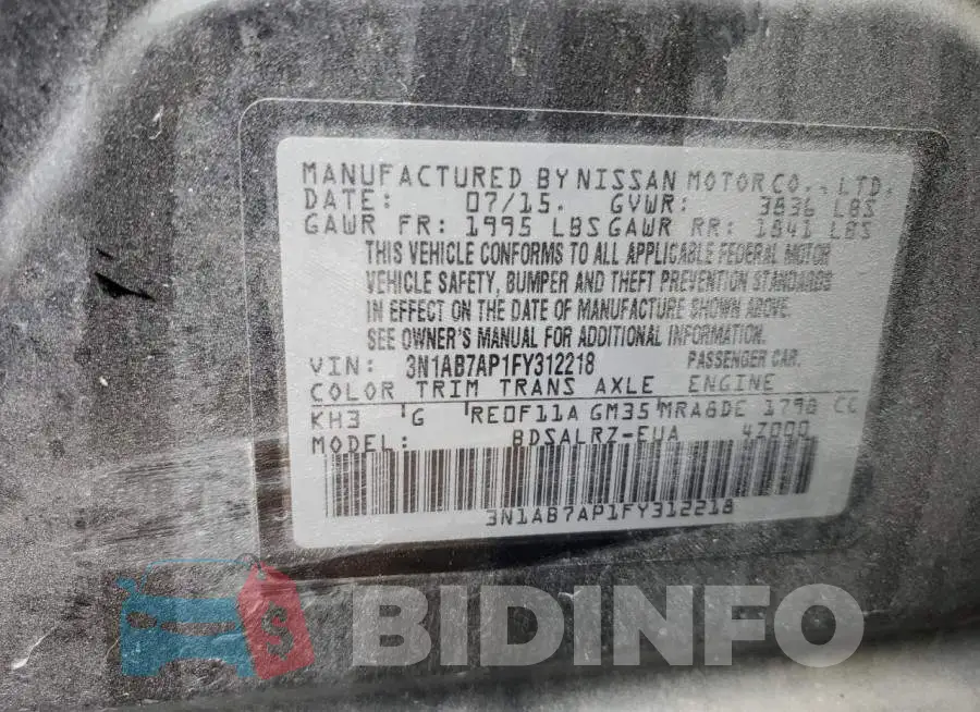 3N1AB7AP1FY312218 Photo# 12