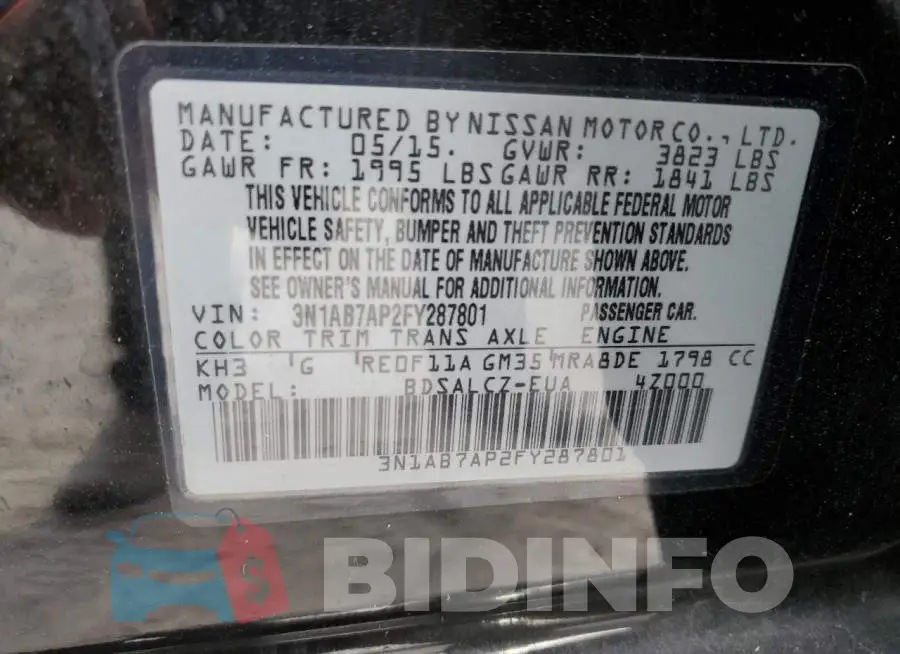 3N1AB7AP2FY287801 Photo# 13