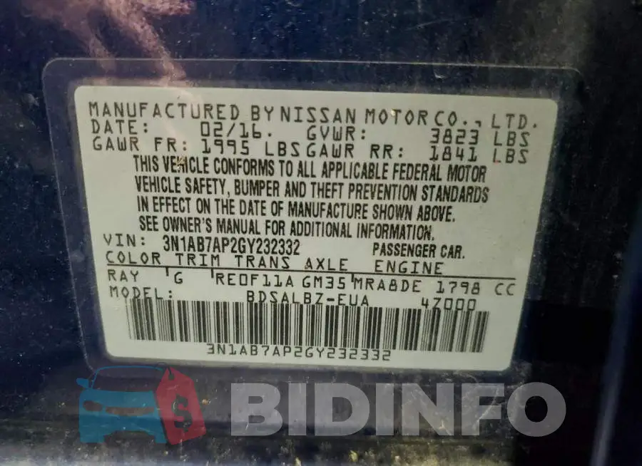 3N1AB7AP2GY232332 Photo# 13