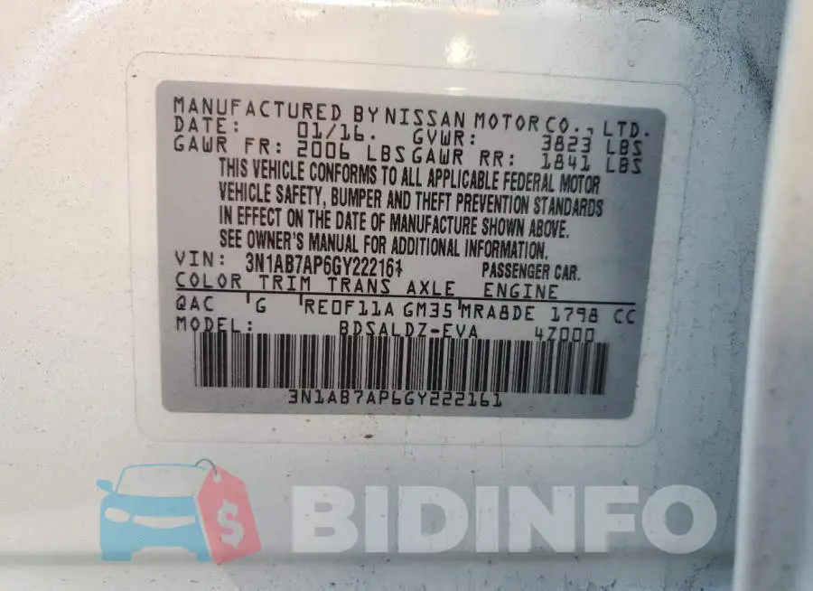 3N1AB7AP6GY222161 Photo# 12