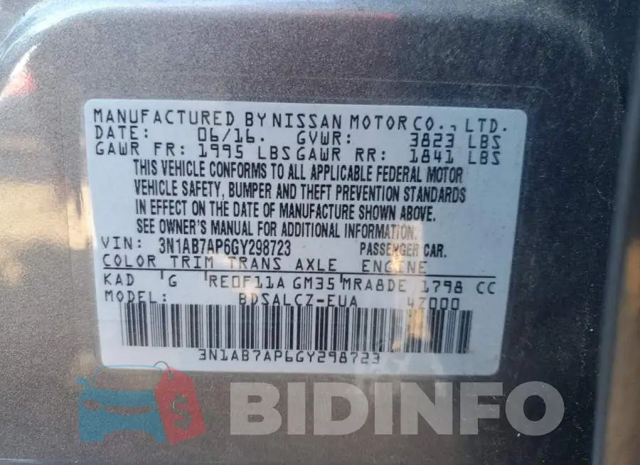 3N1AB7AP6GY298723 Photo# 12