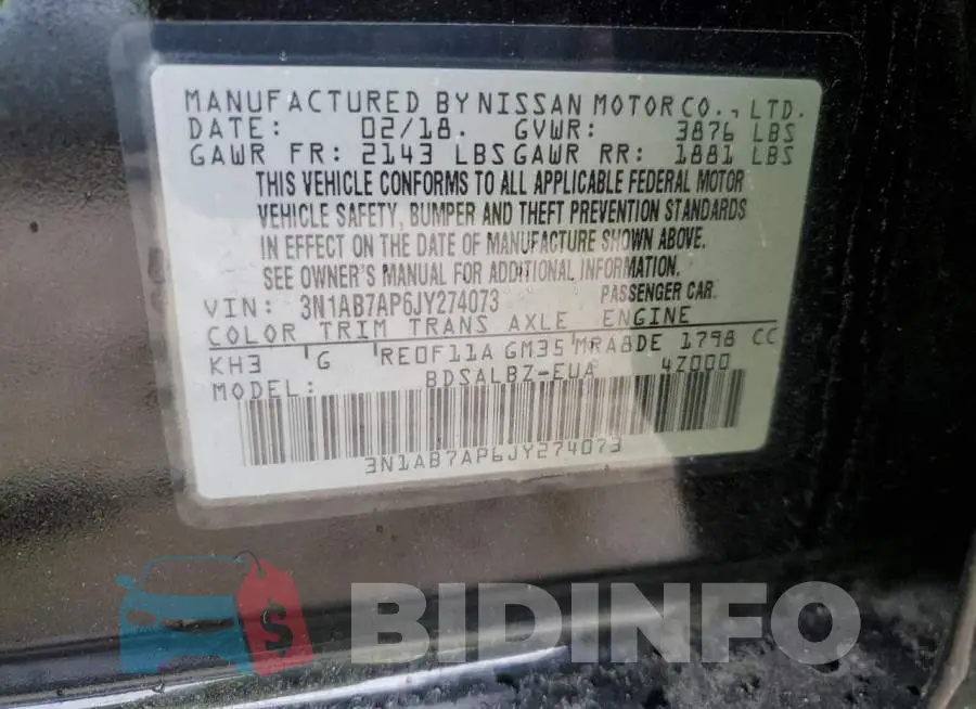 3N1AB7AP6JY274073 Photo# 12