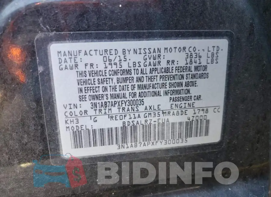 3N1AB7APXFY300035 Photo# 12