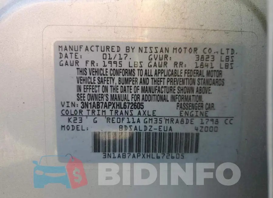 3N1AB7APXHL672605 Photo# 12