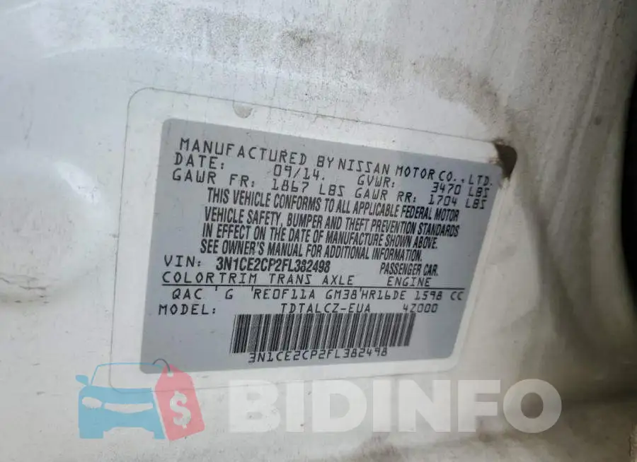 3N1CE2CP2FL382498 Photo# 12