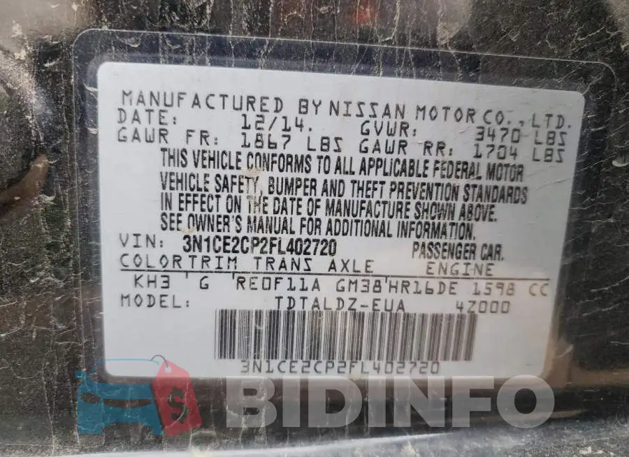 3N1CE2CP2FL402720 Photo# 12