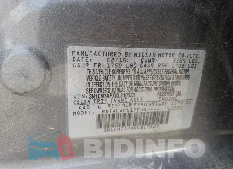 3N1CN7APXKL810523 Photo# 12